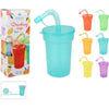 Bicchieri colorati con cannuccia, 6 pz.
