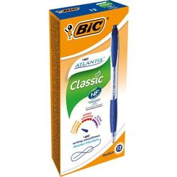 Penna a sfera Bic Atlantis impugnatura blu ricaricabile con clip a pulsante