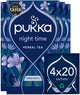 Pukka tea night time - 80 theezakjes - biologische kruidenthee - nachtrust - lavendel - slaapthee - 4 x 20 zakjes - thee voordeelverpakking