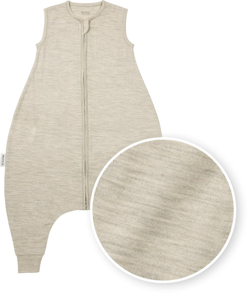 Meyco baby studio collection merino pijama mono con mangas fijas - lana merino - arena melange - 80 cm - 0,5 tog