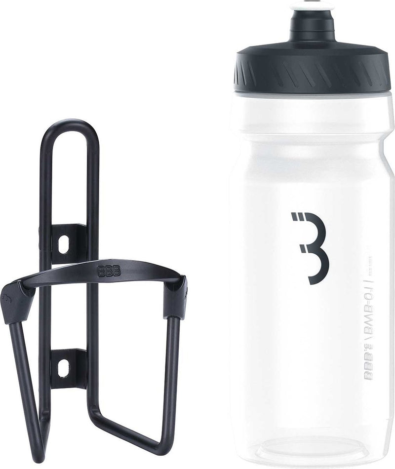 Depósito de combustible para ciclismo bbb - portabotellas de aluminio con botella - 550ml - negro mate transparente - bicicleta de carreras bicicleta de montaña - portabotellas para bicicleta - bbc-03c
