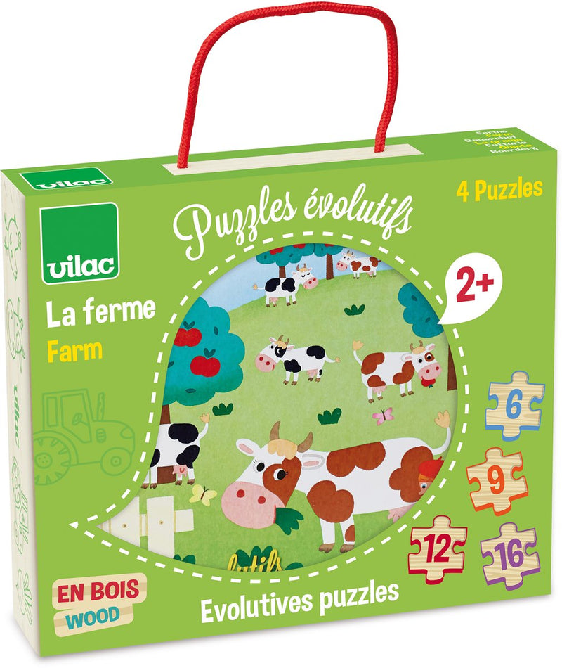 Set puzzle fattoria Vilac - giocattolo educativo con 4 puzzle.