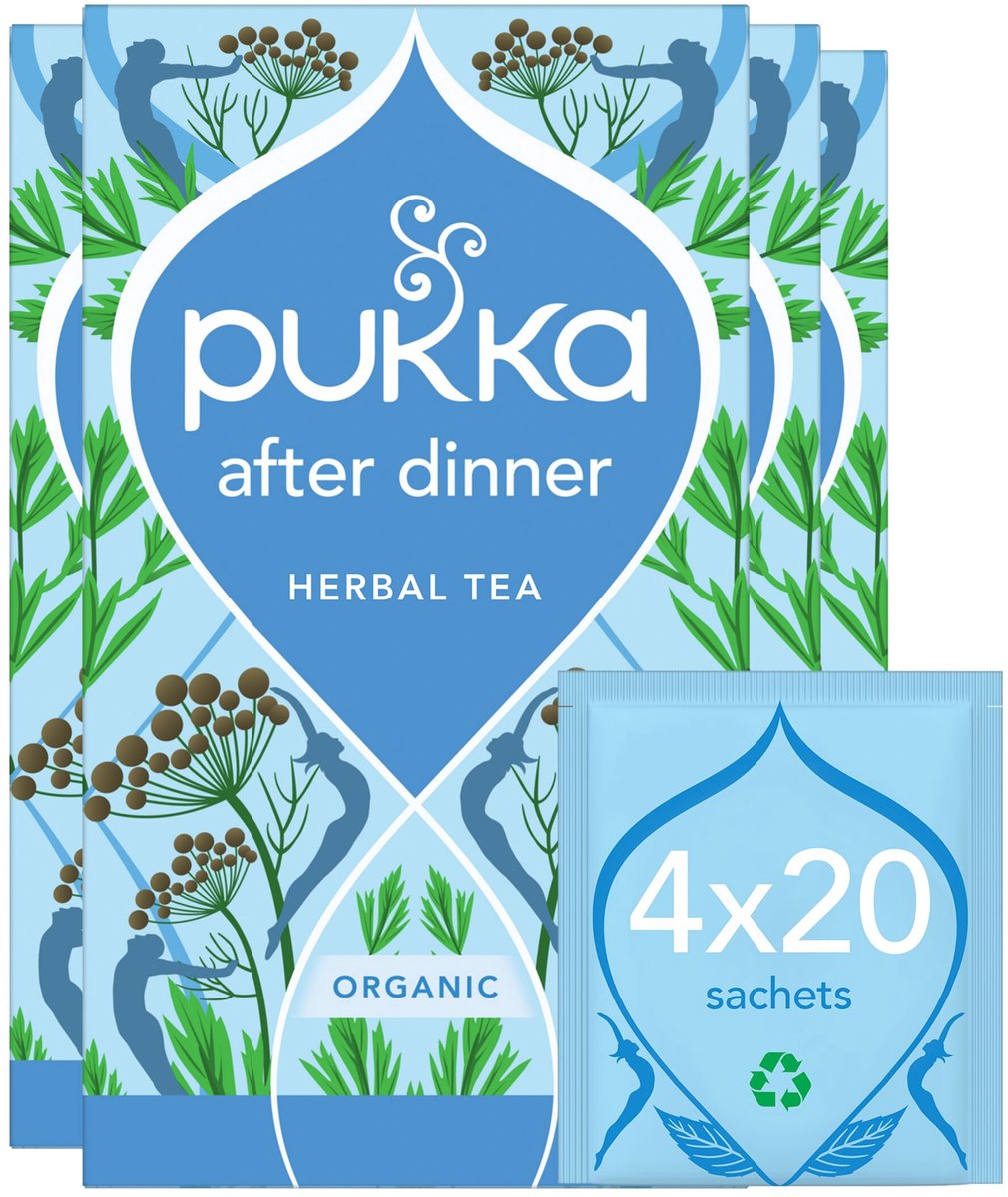 Pukka tea after dinner - 80 theezakjes - biologische kruidenthee - anijs, zoethout en kardemom - 4 x 20 zakjes - thee voordeelverpakking
