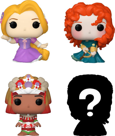 Funko bitty pop: confezione da 4 principesse disney serie 4 - rapunzzel 223 - merida 324 - moana 417 + mistero