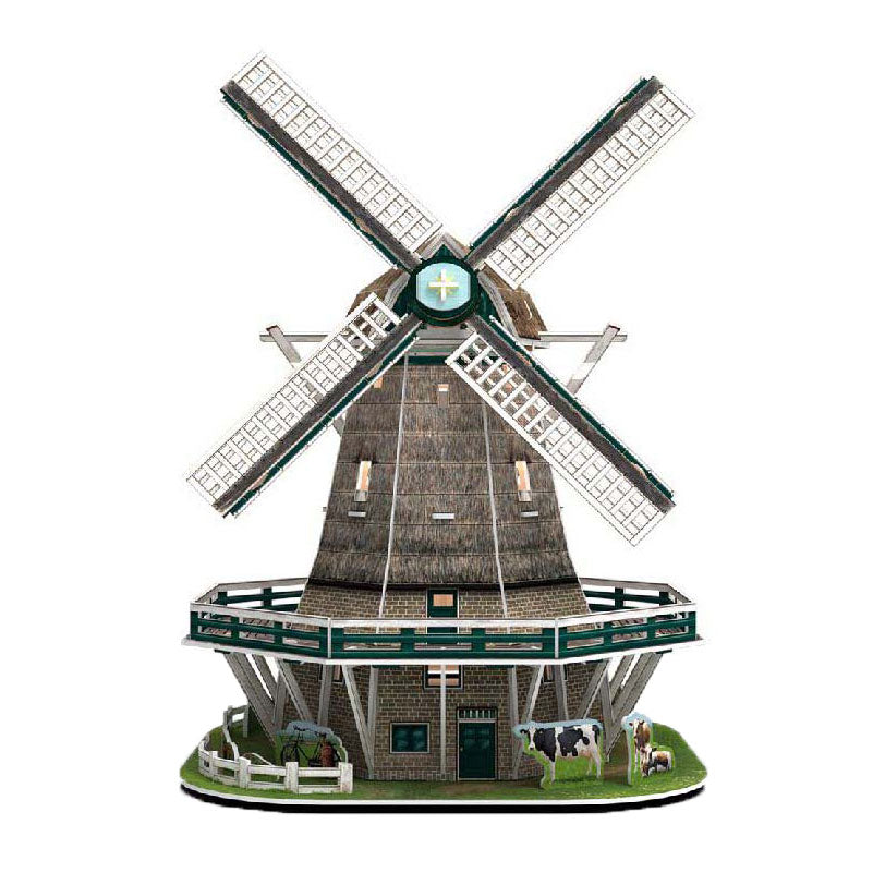 Mulino puzzle 3D divertente e cubico LED - 65 pz.