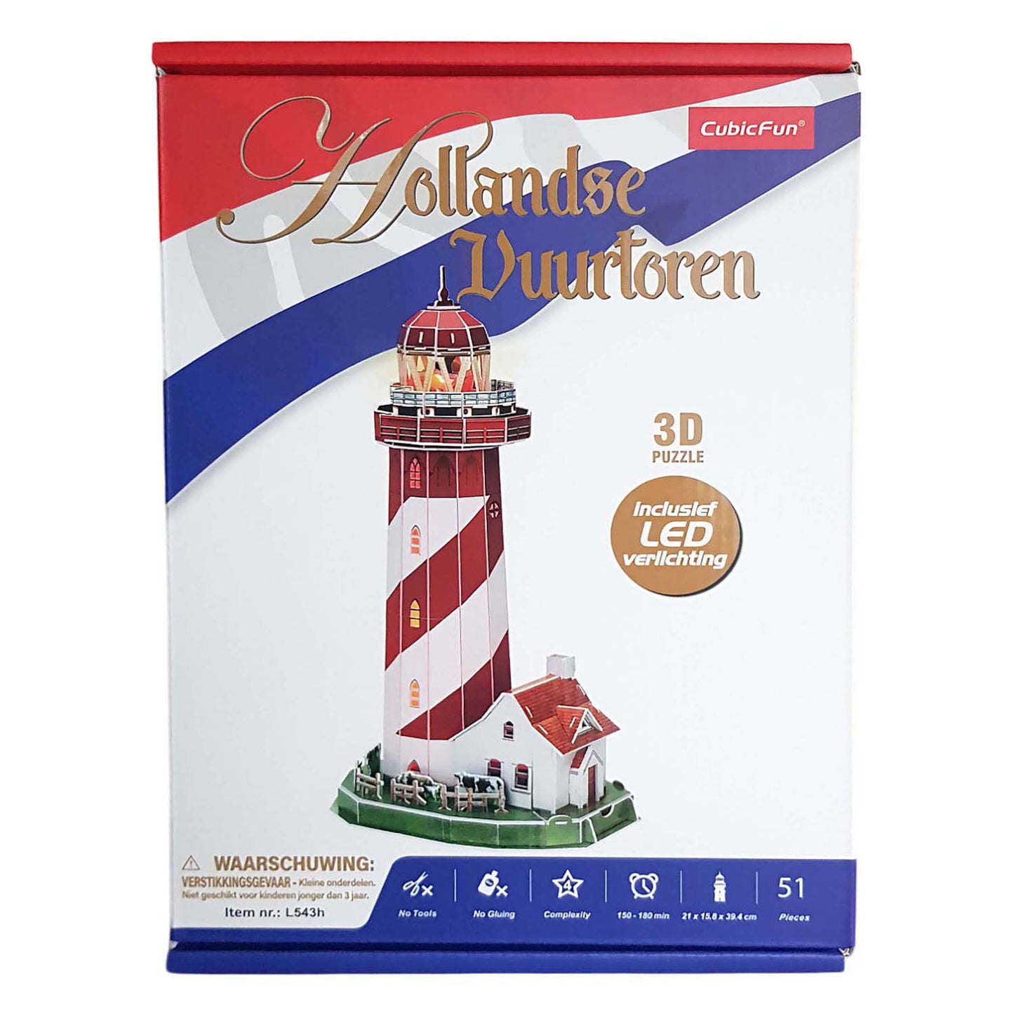 Divertente faro puzzle 3D cubico a LED, 51 pezzi.