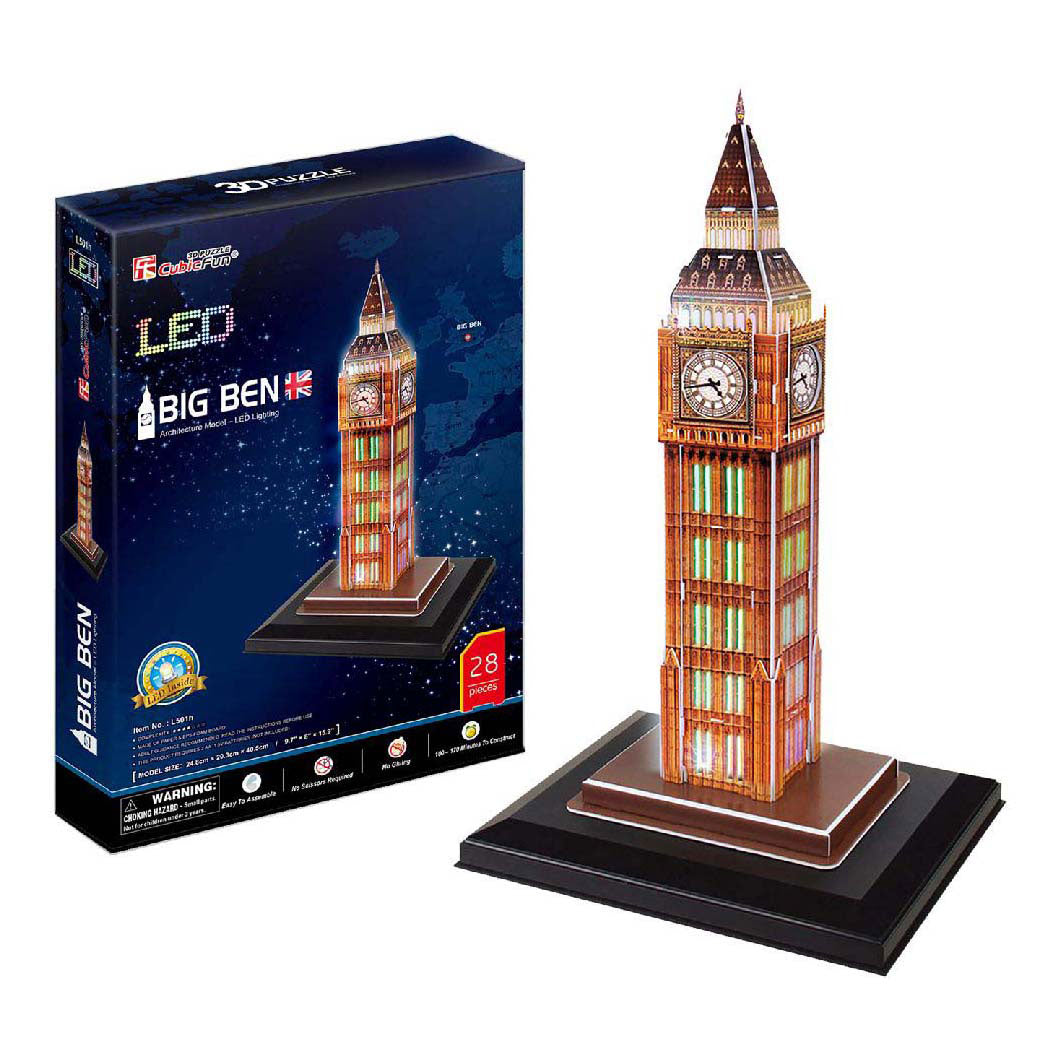Rompecabezas cúbico diversión 3D Big Ben con iluminación LED