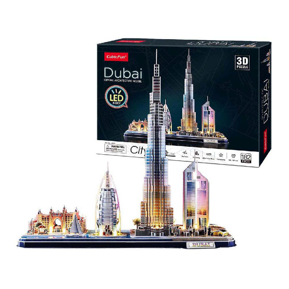 Divertimento cubico divertimento 3d puzzle city linea Dubai con illuminazione a led