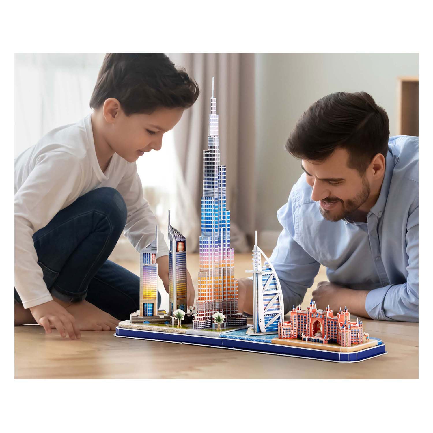Divertimento cubico divertimento 3d puzzle city linea Dubai con illuminazione a led