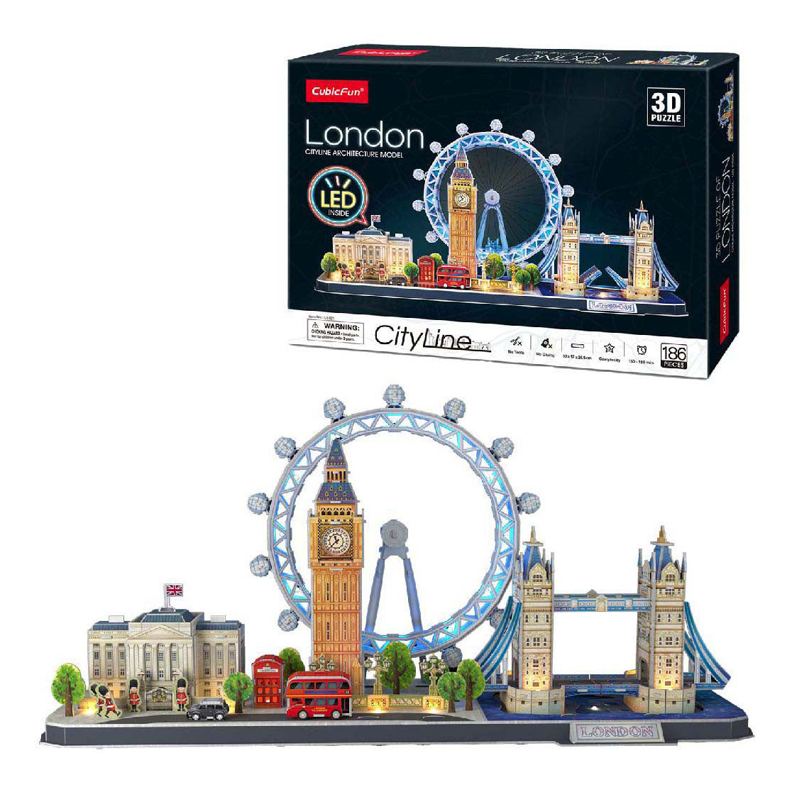 Cubic divertente puzzle 3d city line london led, 107pz.