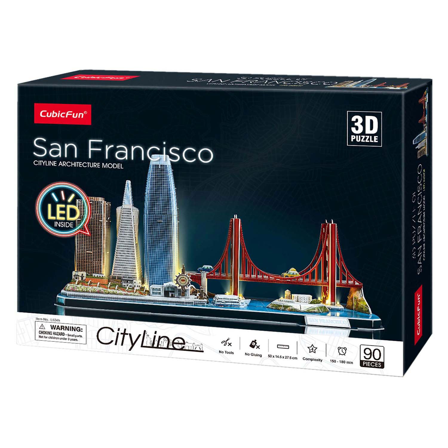 Fun cúbica Cúbica Fun 3d Puzzle City Line San Francisco + LED ILUMINACIÓN 90 piezas