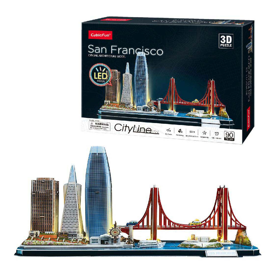 Fun cúbica Cúbica Fun 3d Puzzle City Line San Francisco + LED ILUMINACIÓN 90 piezas