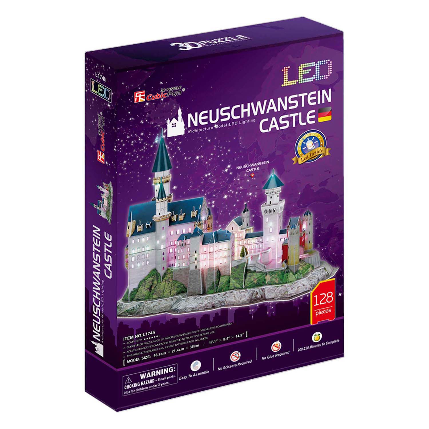 PUZLE 3D CUBICO FUN 3D Castello di Neuschwanstein con illuminazione a LED