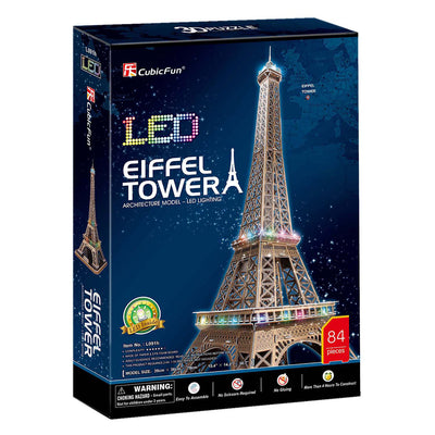 Torre Eiffel de rompecabezas 3D de diversión cúbica con iluminación LED
