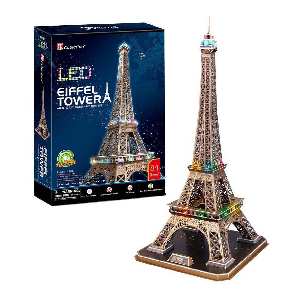 Torre eiffel di divertimento cubico divertimento 3D con illuminazione a LED