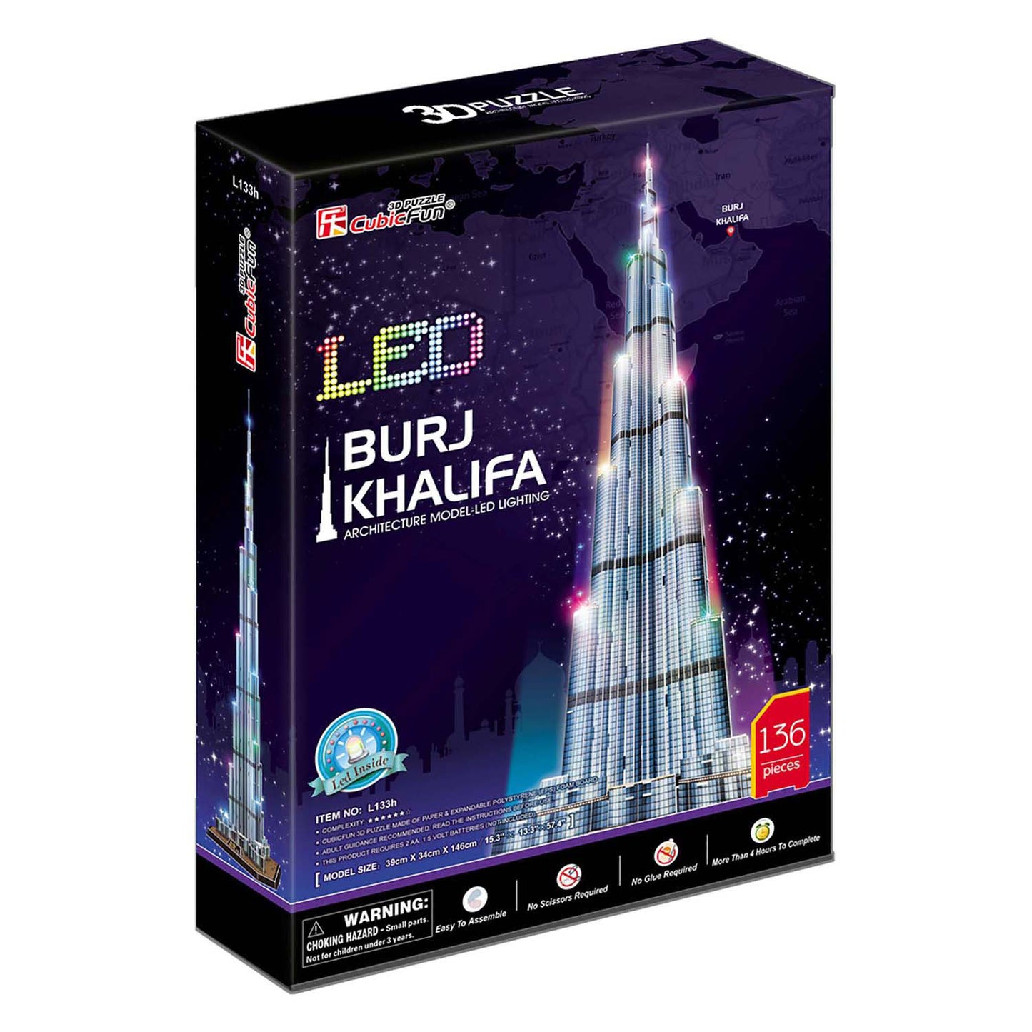 Cúbico Fun 3D Puzzle Burj Khalifa con iluminación LED