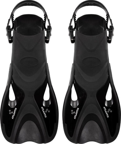Delfín Atlantis - aletas - aletas - correa ajustable en el talón - para nadar snorkel - adultos - negro - 41-45