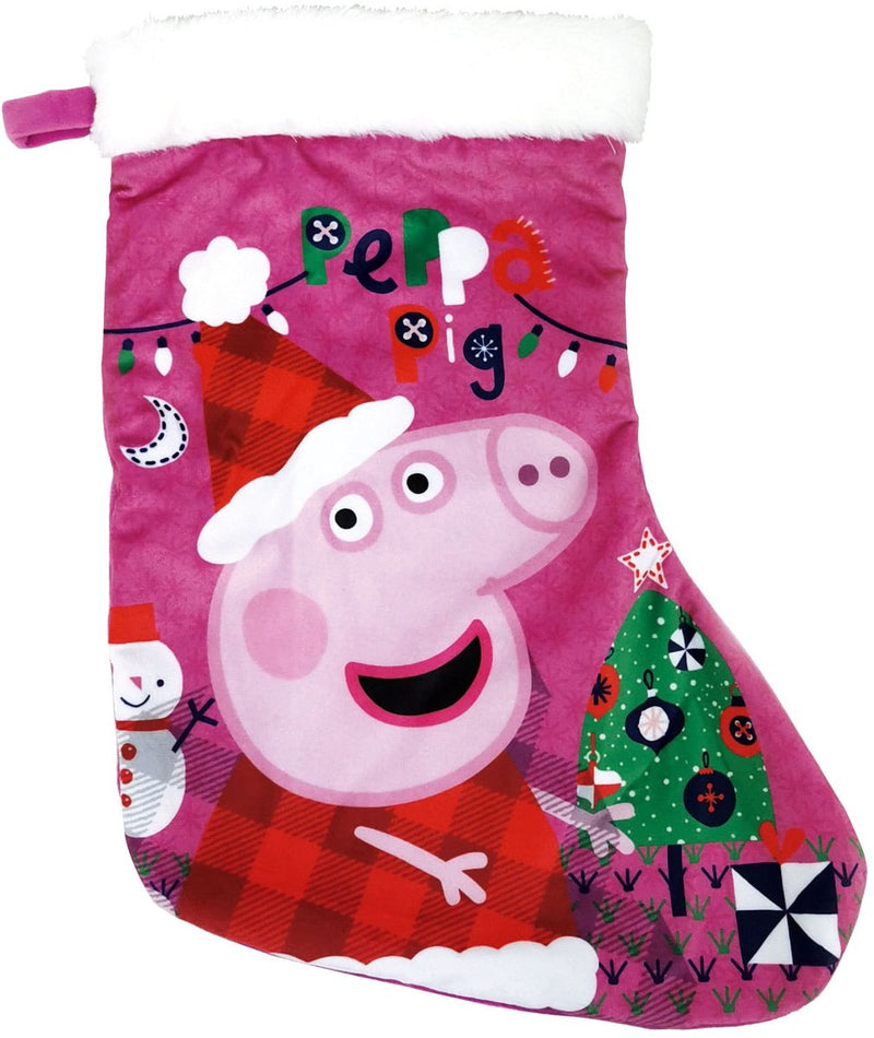 Calcetín navideño Peppa pig rincón acogedor 42 cm poliéster