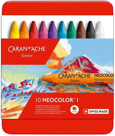 Caran dache caran d'ache neocolor i, l: 10 cm, thickness 8.5 mm, various colors, 10 pieces 1 box