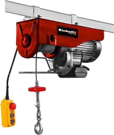 Einhell electric cable hoist tc-eh 1000 - 1,600 w - 500 kg at 18 m - 999 kg at 9 m (with pulley) - emergency stop - automatic brake - incl. pulley
