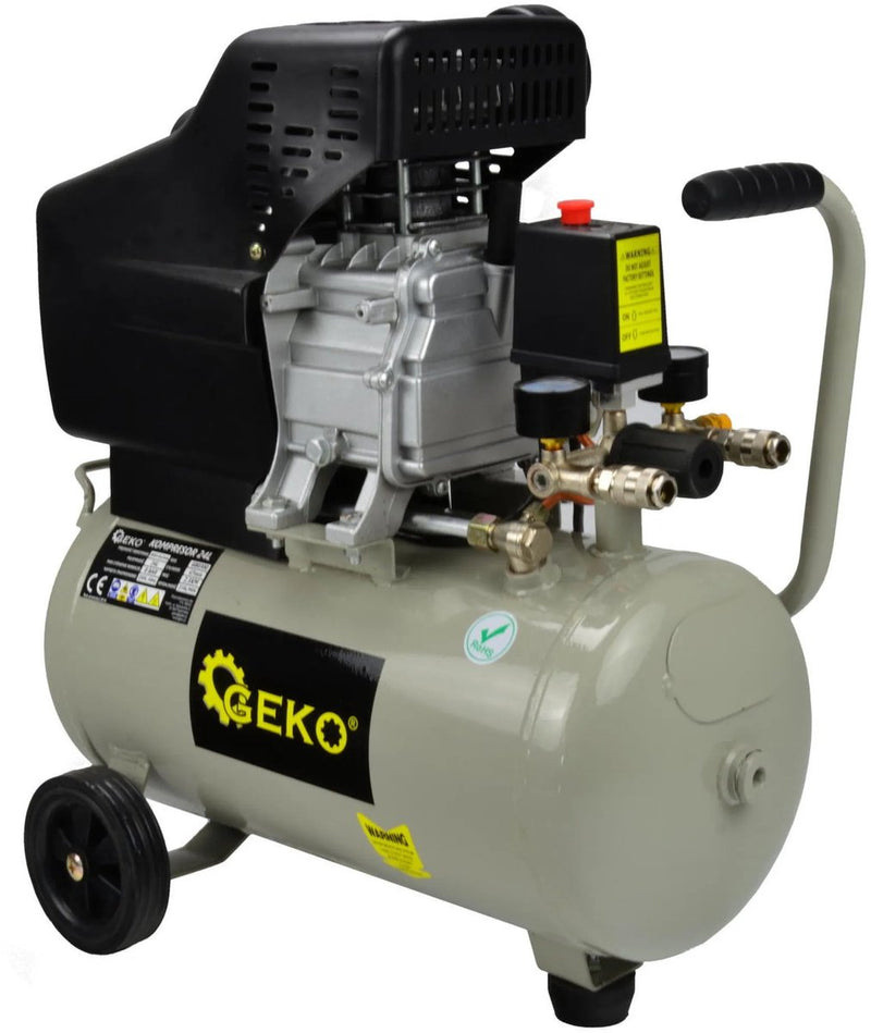 Compresor de aire Geko lubricado con aceite - 24 l - 8 bar - 210 l min - acero - diseño horizontal