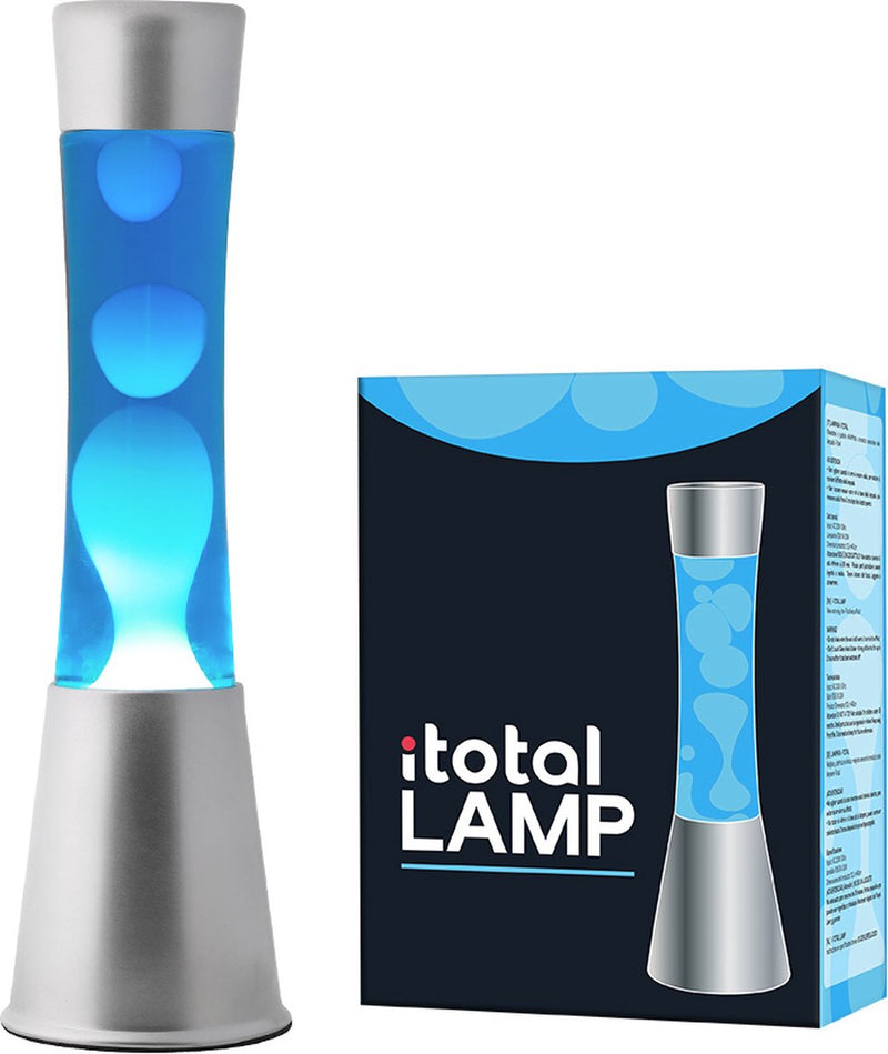 Lampada lava I-total - lampada lava - lampada d'atmosfera - 40x11 cm - vetro alluminio - 30w - blu con lava bianca - grigio argento - xl1791