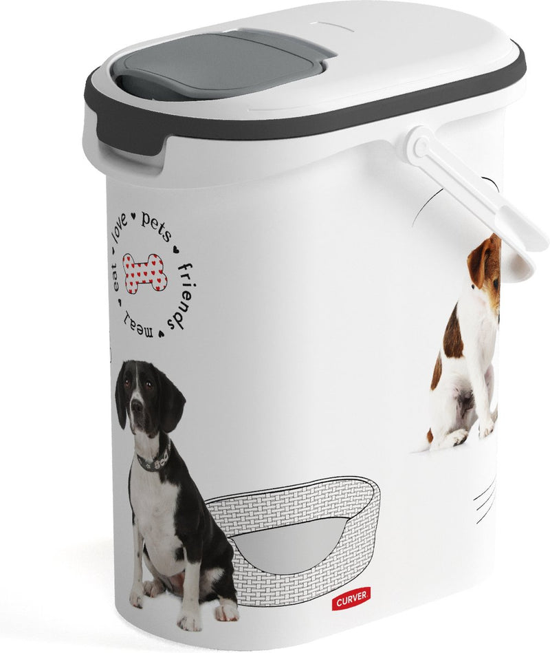 Contenedor de comida para perros Curver - 10l - 4kg - 30x19x35cm - blanco gris