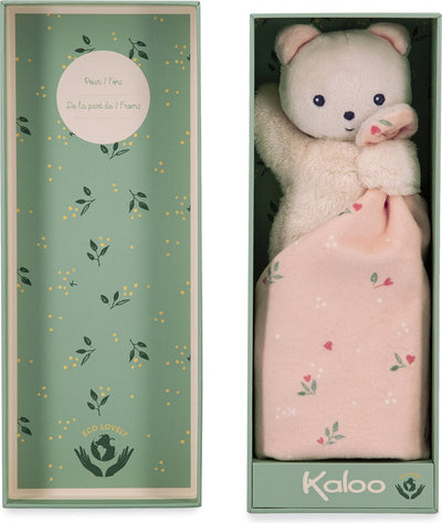Kaloo - carre douceur - cuddle cloth - bear - pink