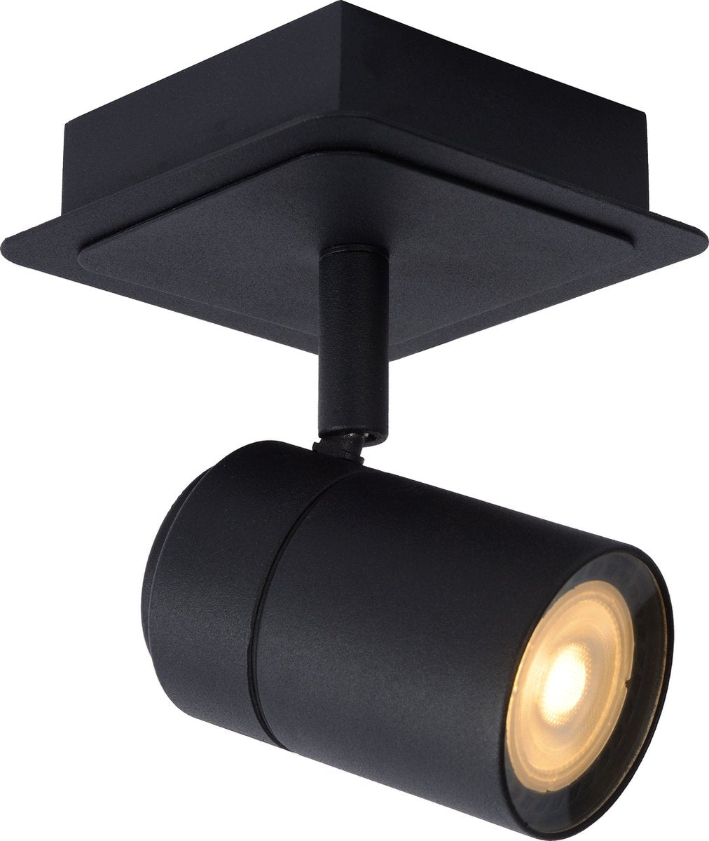 Lucide lennert - faretto da soffitto (plafoniera) bagno - led dimmerabile - gu10 - 1x5w 3000k - ip44 - nero