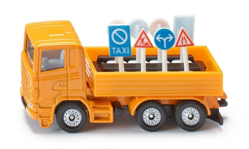 Camion Siku 1322 con segnali stradali 7,7 cm