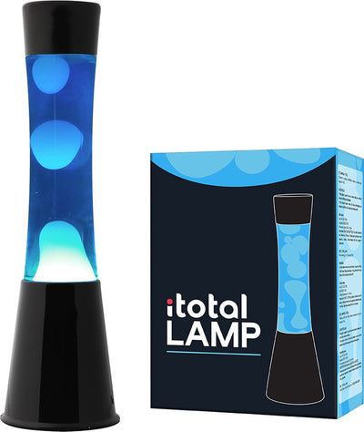 I-total lava lamp - lava lamp - mood lamp - 40x11 cm - glass aluminum - 30w - blue with white lava - black - xl1788