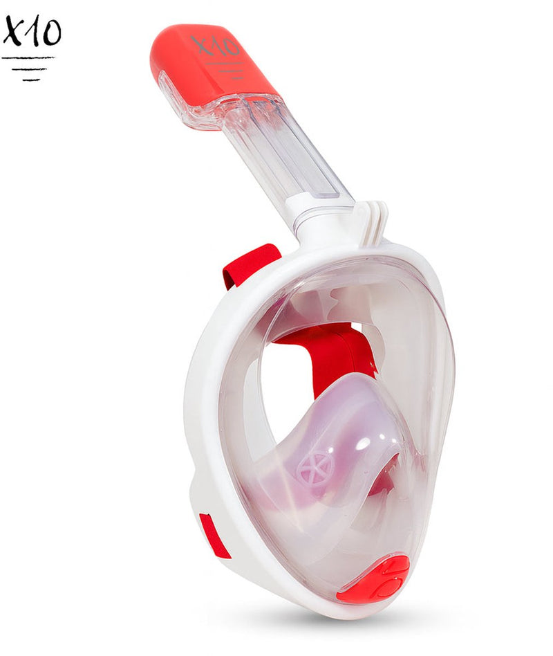 Maschera da snorkeling X10 - occhialini da sub - boccaglio - set boccaglio - maschera integrale - adulti - corallo - L XL