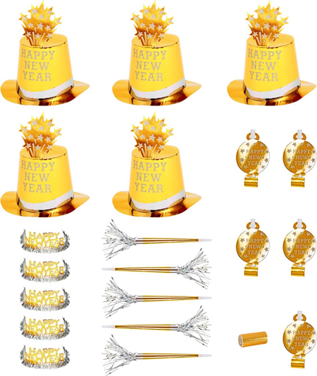 Widmann srl widmann - vecchio e nuovo - kit festa di buon anno dorato per 10 persone