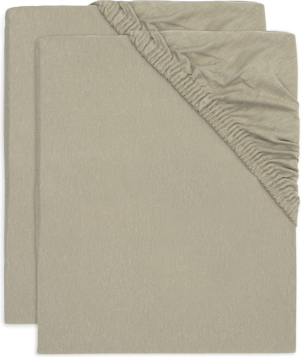 Jollein - lenzuolo con angoli jersey 60x120 cm - culla, lettino, lettino - verde oliva - 2 pezzi