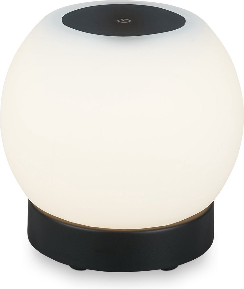 Briloner - poka - led tafellamp oplaadbaar - dimbaar - glas - snoerloos - touch - 3w - zwart - ø16cm