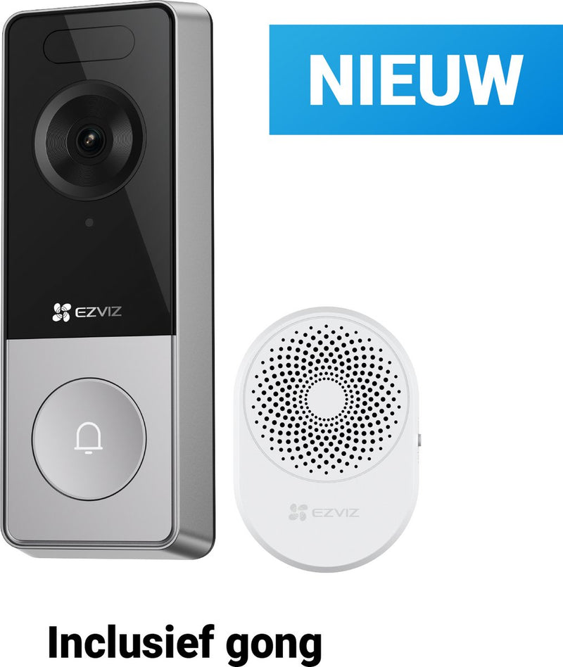 Timbre con vídeo inteligente Ezviz hp8 3k con timbre - timbre inalámbrico con cámara - detección de personas por visión nocturna - fácil instalación - WiFi 6 - sin costes mensuales