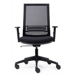 Sedia da ufficio Euroseats con meccanismo sincronizzato in tessuto, braccioli in rete 3D ignifuga