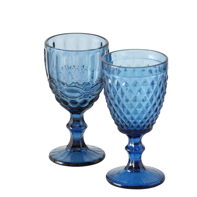 Boltze home bicchiere da vino blu h17cm scatola da 6 pz