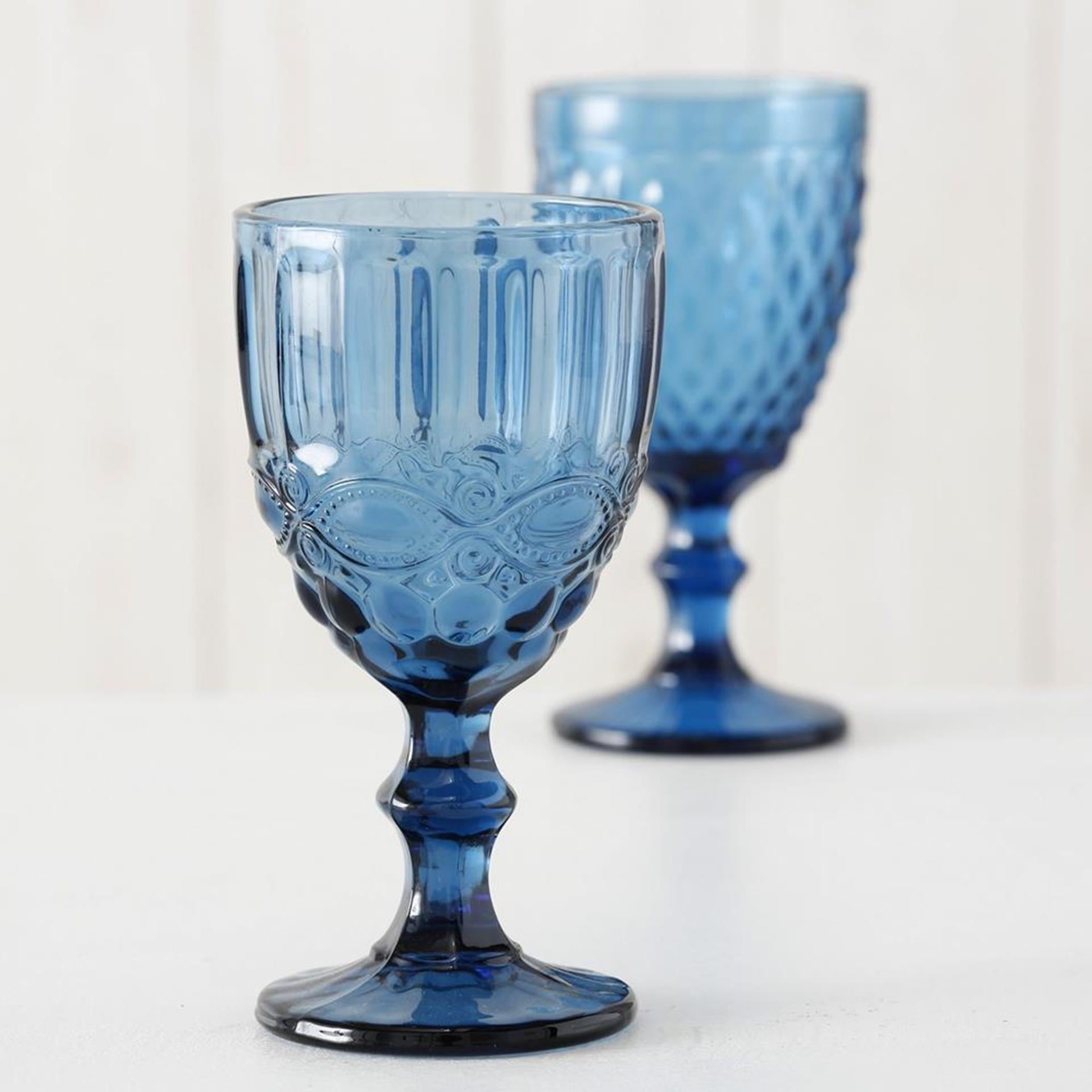 Boltze home bicchiere da vino blu h17cm scatola da 6 pz