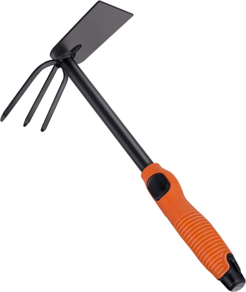 Azada doble black+decker - 3 púas y talón - 30 cm - mango ergonómico - negro naranja