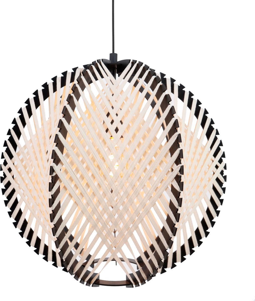 Eglo waverton hanglamp - e27 - ø 40 cm - zwart wit - textiel