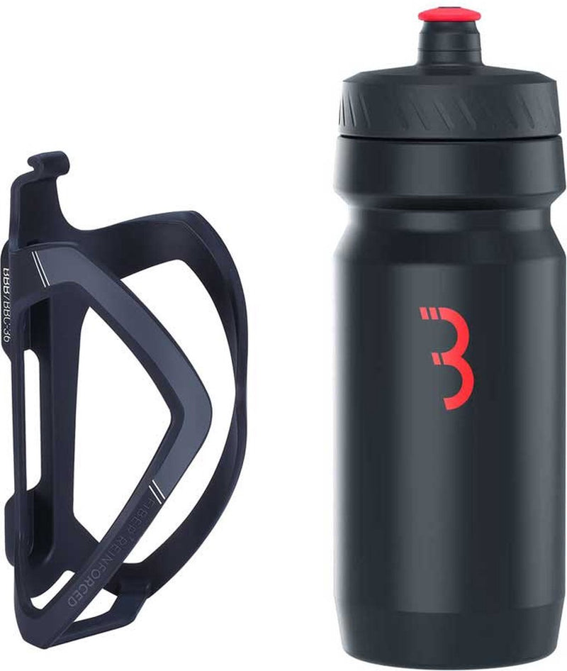 Bbb cycling flexcage - lichtgewicht bidonhouder met bidon - 550ml - zwart rood - racefiets mountainbike - drinkbushouder fiets - bbc-36c