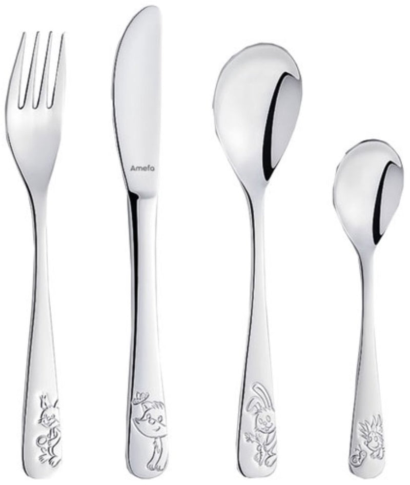 Amefa amefa cubiertos para niños Forrest Friends Silver de 4 piezas