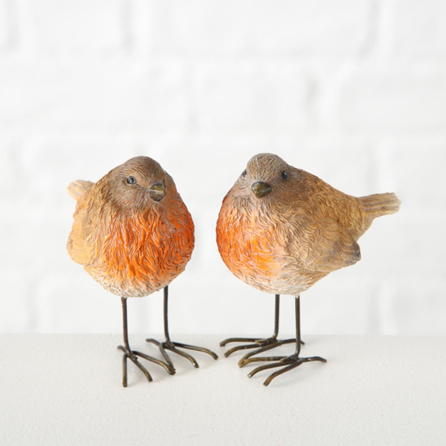 Boltze home bird pettirosso h8cm resina sintetica marrone