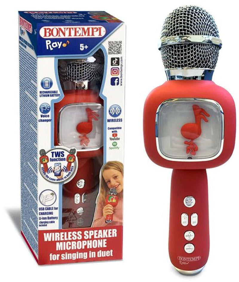 Bontempi spa botempi 48 5110, micrófono de juguete, 5 años, rojo, plateado