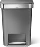 Pattumiera a pedale rettangolare Simplehuman da 45 litri - con portasacco - grigia - plastica