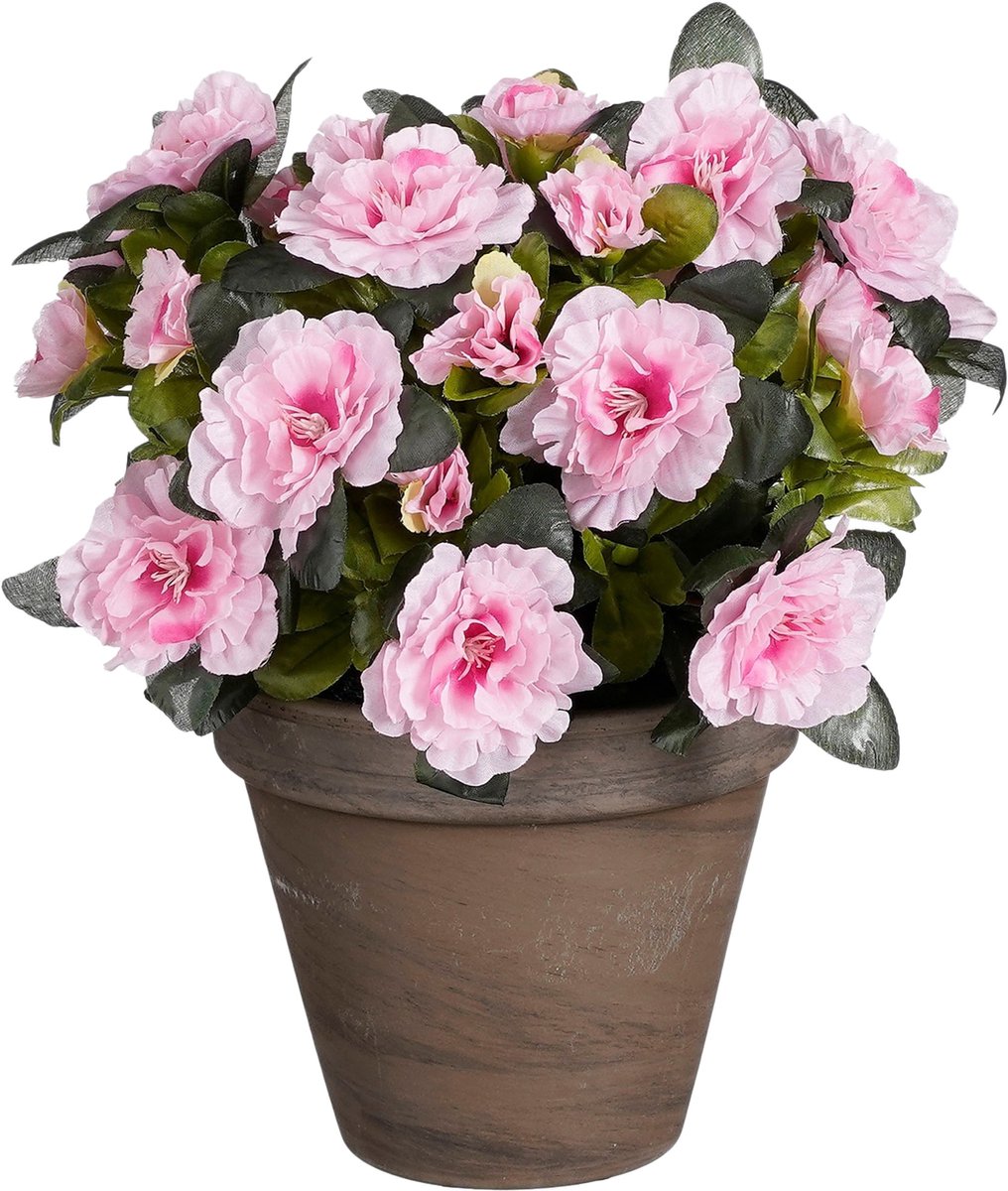 Pianta artificiale con decorazioni in mica - azalea - rosa - in vaso - 31 cm - piante finte