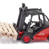 Siku 1722, linde heftruck, 1:50, metaal kunststof, rood, beweegbare vork, incl. 2 pallets