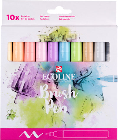 Ecoline brush pen set pastel | 10 colors