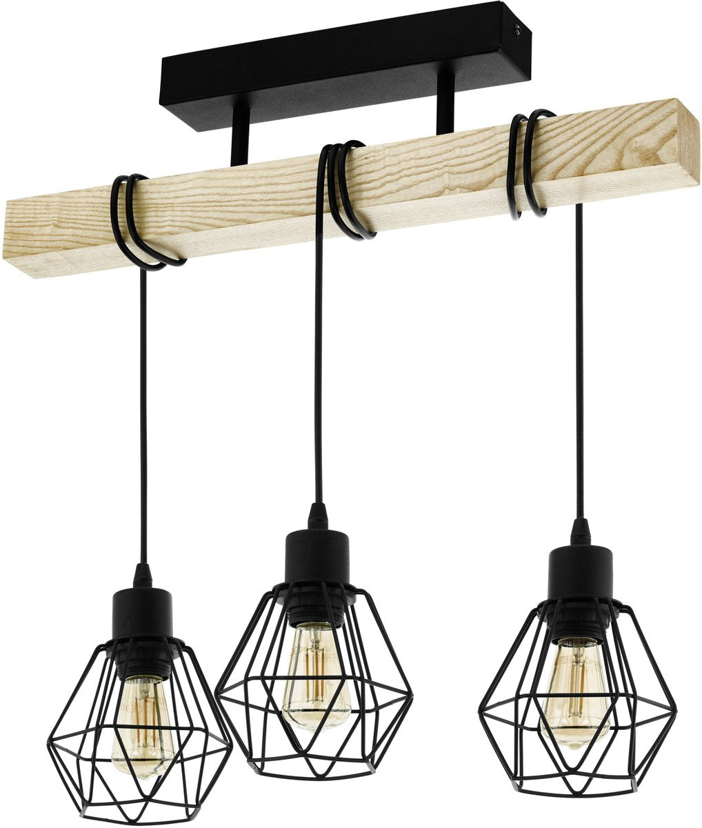 Lampada da soffitto Eglo Townshend 5 - e27 - 55 cm - marrone nero - legno FSC